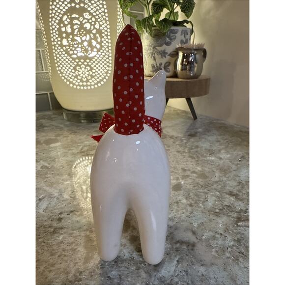 VINTAGE ENESCO CERAMIC SMILING CATS WITH POLKA DOT BOWS & TAILS - Picture 4 of 13